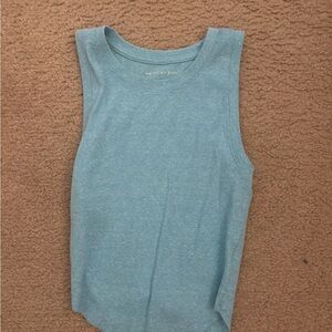 American Eagle Outfitters Girls Ribbed Aqua Cropped Tank Top